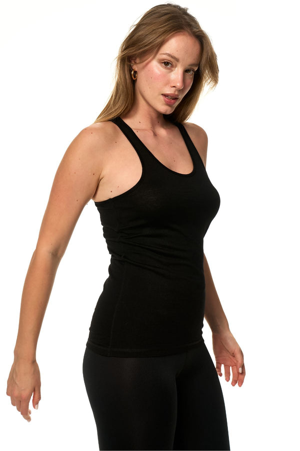 Women's Merino Wool Tank Top Black