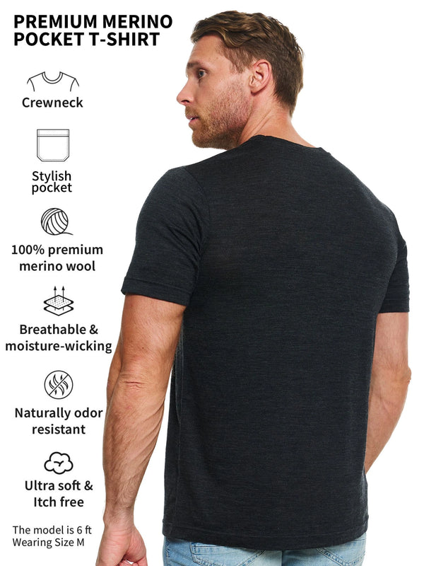 Windsor T-Shirt aus Merinowolle mit Tasche aus Anthrazit für Herren