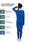 Kids' Merino Set Cobalt Blue + Black Beanie