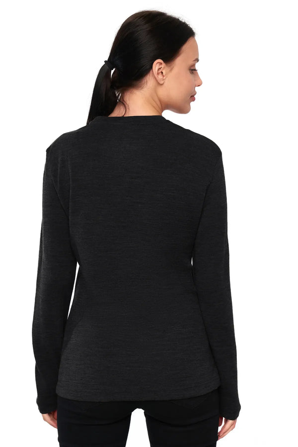 Women's Merino Long Sleeve Shirt 170 Heathered Black