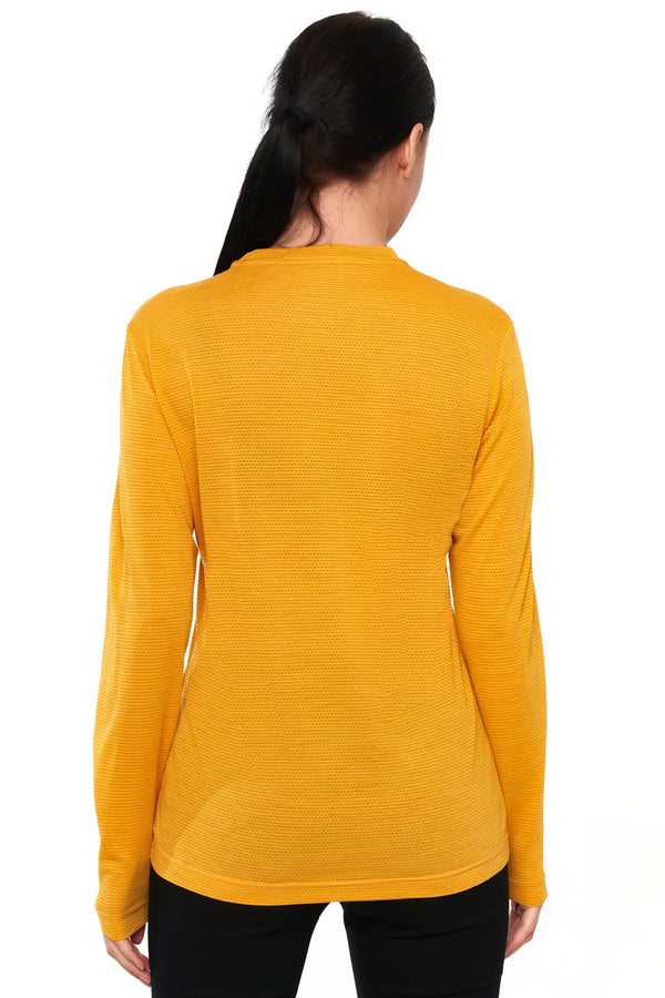 Women's Merino Long Sleeve Shirt 170 Yellow Weaved