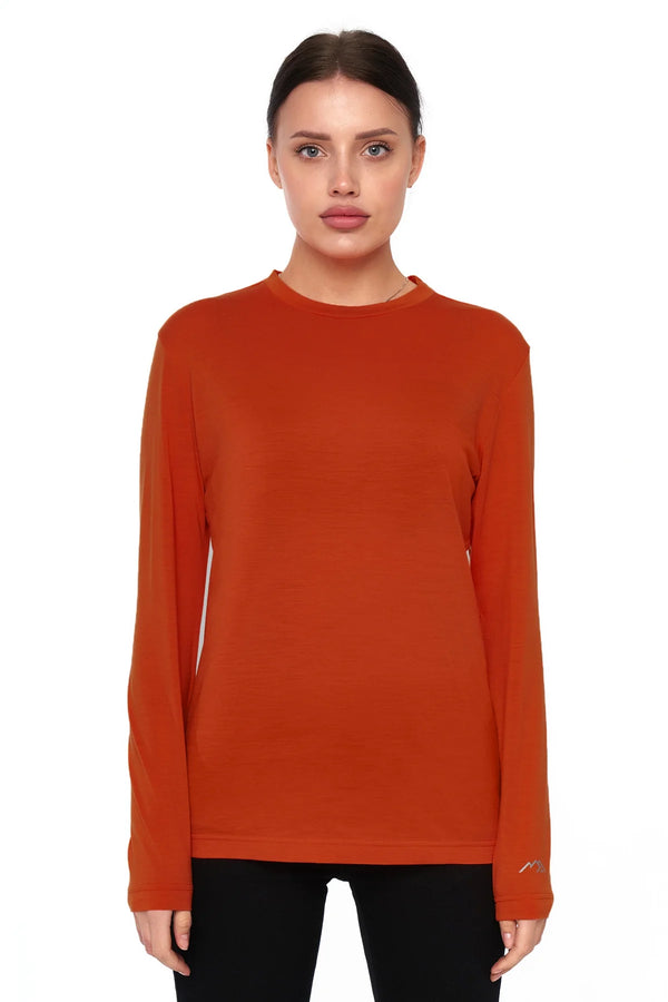 Women's Merino Long Sleeve Shirt 170 Orange Brick