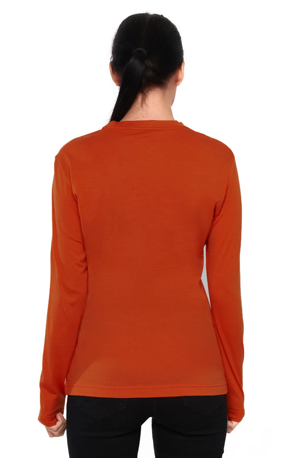 Women's Merino Long Sleeve Shirt 170 Orange Brick