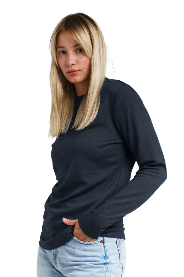 Damen Merino Langarmshirt 165 Dunkelgrau