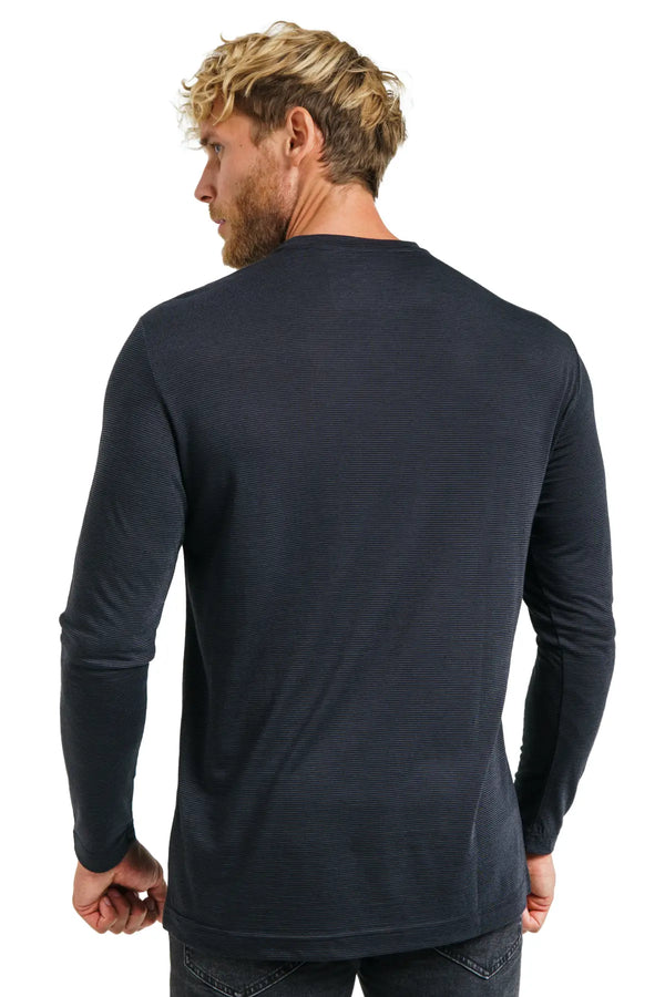 Men's Merino Long Sleeve 165 Striped Black