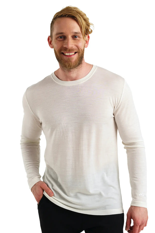 Herren Merino Langarmshirt 165 Schneeweiß