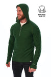 Men's Merino Wool Half Zip Hoodie 190 Olive