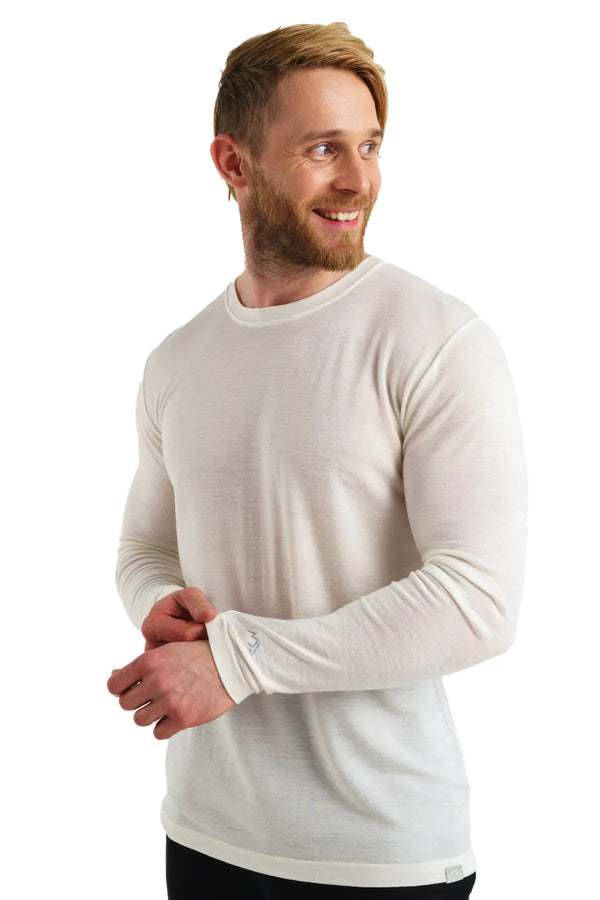 Herren Merino Langarmshirt 165 Schneeweiß