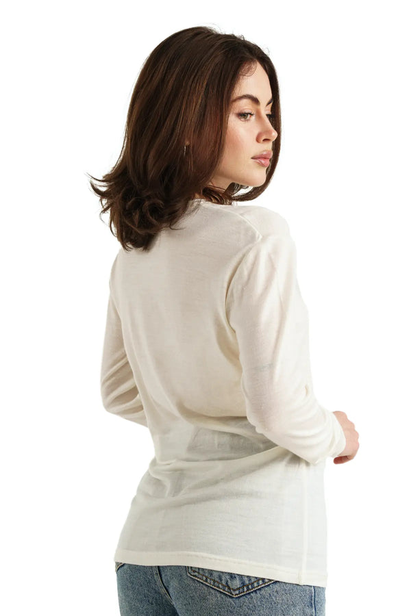 Damen Merino Langarmshirt 165 Schneeweiß