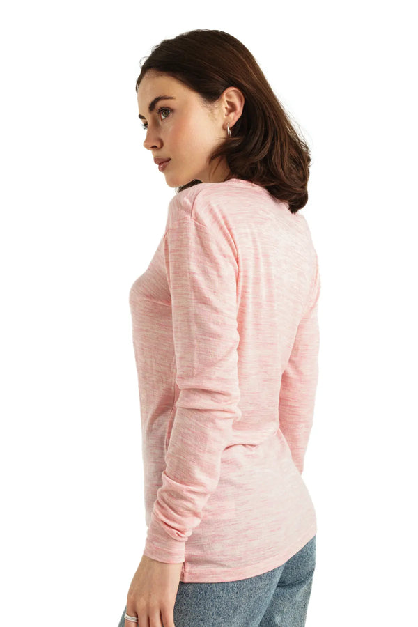 Merino Langarmshirt 165 für Damen Pink Heather