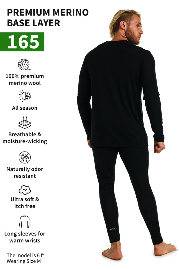 Herren Merino Thermo Set 165 Schwarz