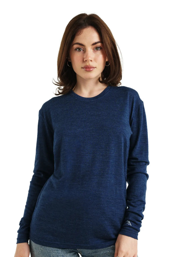 Merino Langarmshirt 165 für Damen Navy