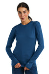 Merino Langarmshirt 165 für Damen, Denim Blue