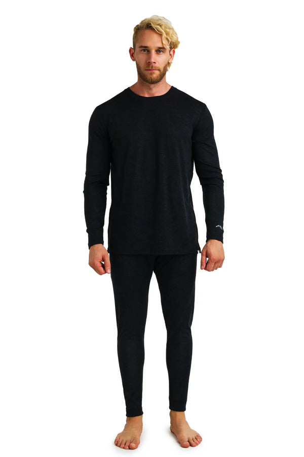 Herren Merino Thermo-Set 165 Heathered Black