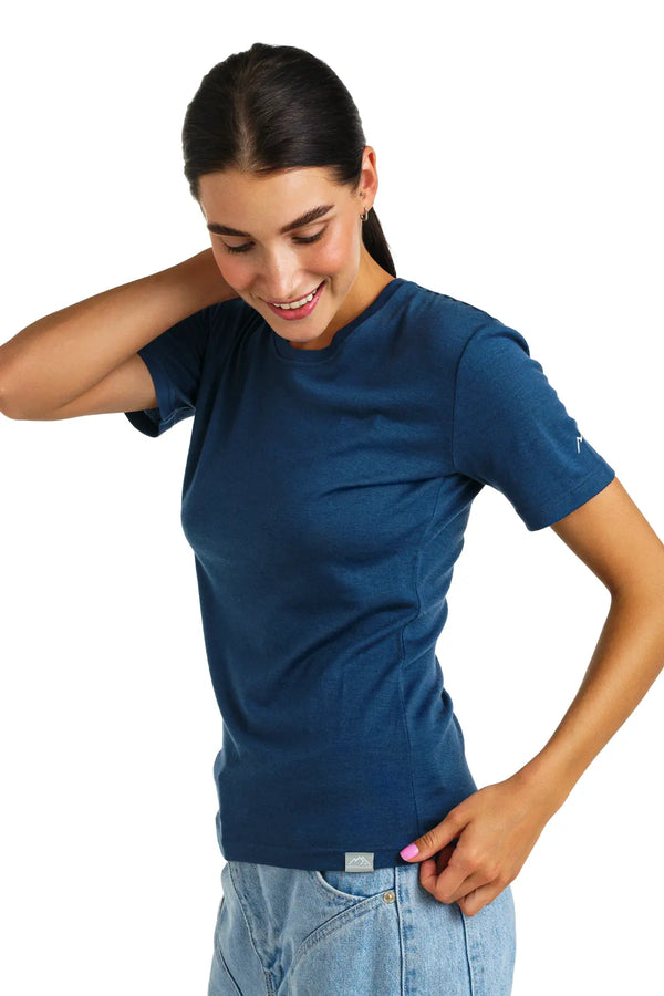 Damen Merino T-Shirt 165 Denim | Rundhals