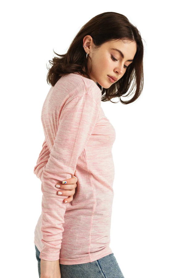 Merino Langarmshirt 165 für Damen Pink Heather