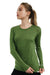 Damen Merino Langarmshirt 165 Grün Oliv