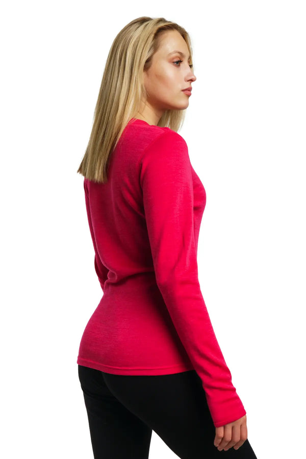 Damen Merino Langarmshirt 250 Magenta