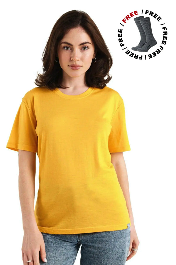 Women's Merino T-shirt 180 Gold | Crewneck (+socks)