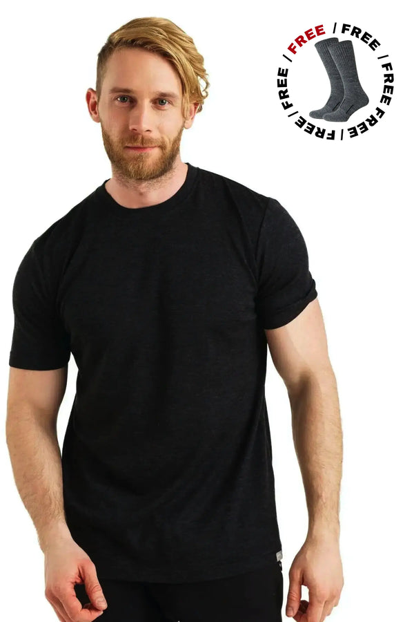 Men's Merino T-shirt 165 Melange Black (+socks)