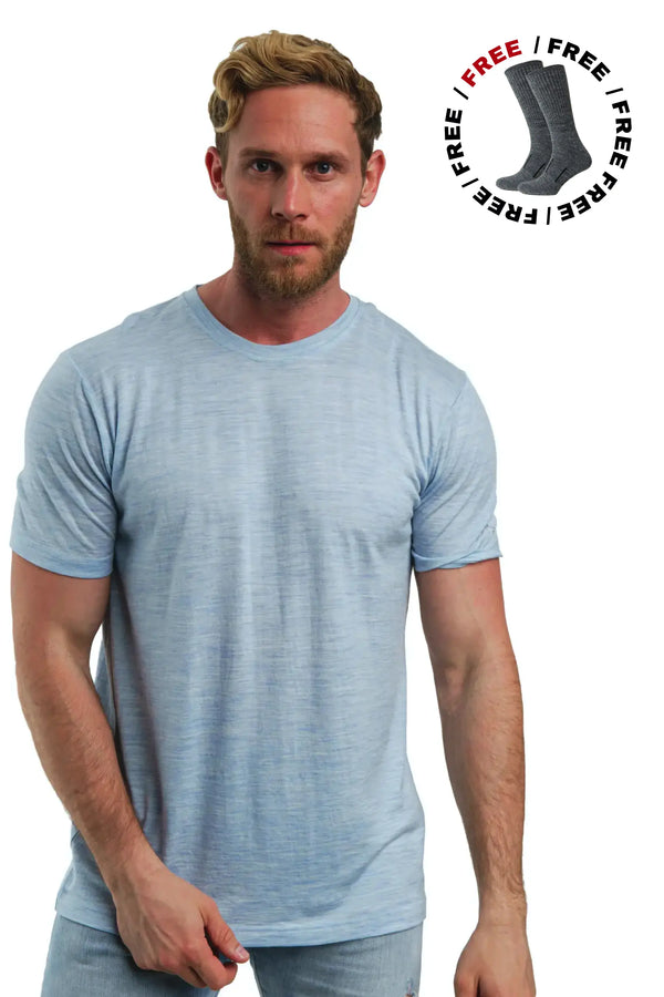 Men's Merino T-shirt 180 Arctic Blue (+socks)