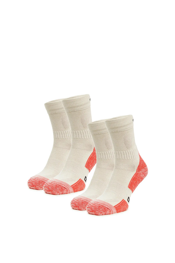 Wandersocken aus Merinowolle - (2er-Pack) Creme-Orange