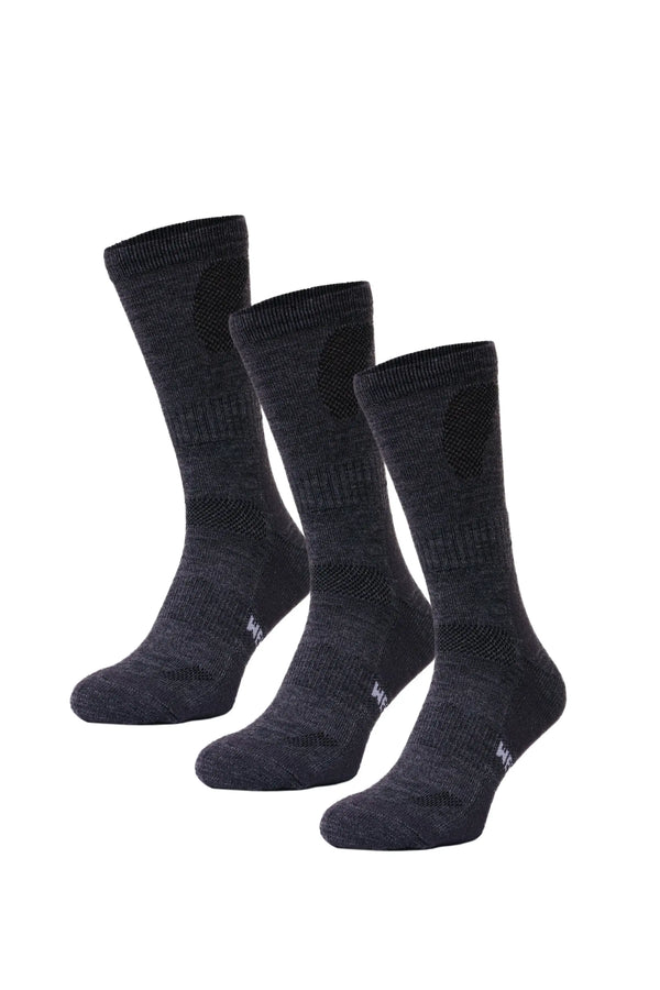Merino Wool Hiking Socks - (Pack of 3) Charcoal Grey