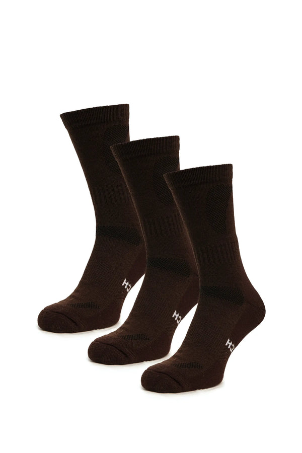 Merino Wool Hiking Socks - (Pack of 3) Brown