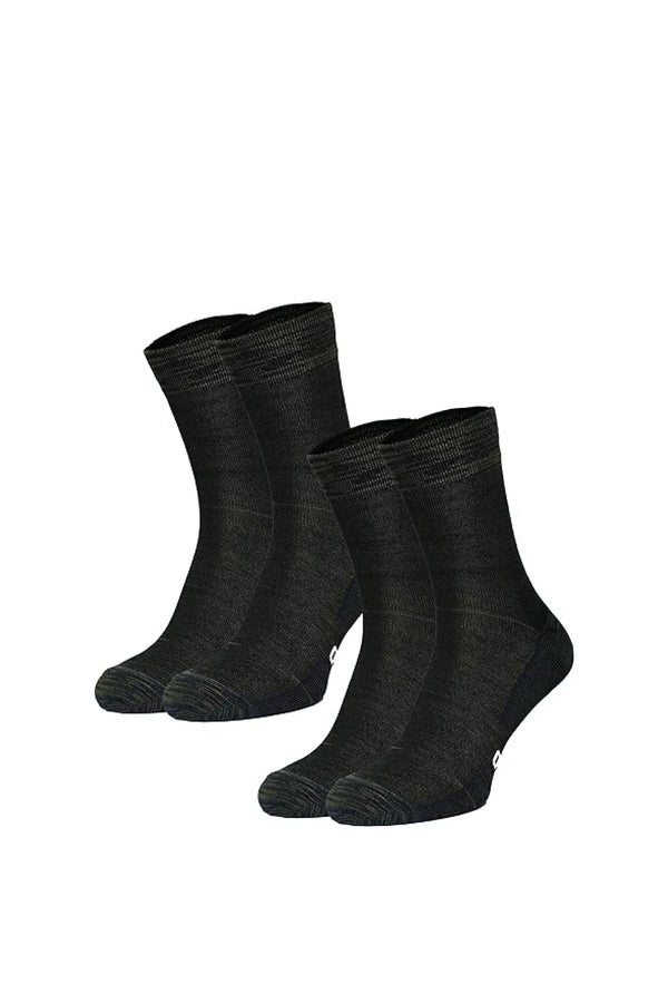 Laufsocken aus Merinowolle - (2er-Pack) Olivgrün