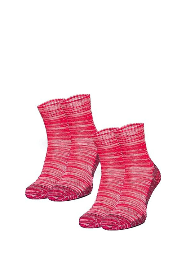 Laufsocken aus Merinowolle – (2er-Pack) Fuchsia gestreift
