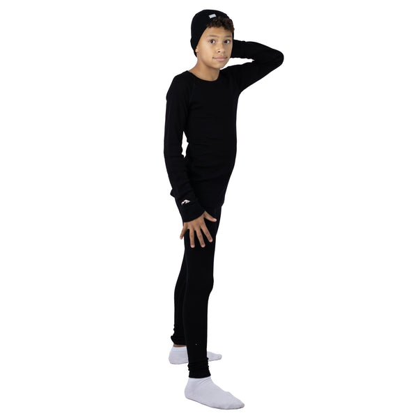 Set Merino per Bambini Nero + Berretto Nero
