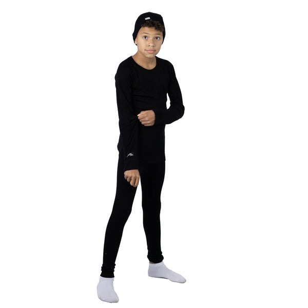 Set Merino per Bambini Nero + Berretto Nero