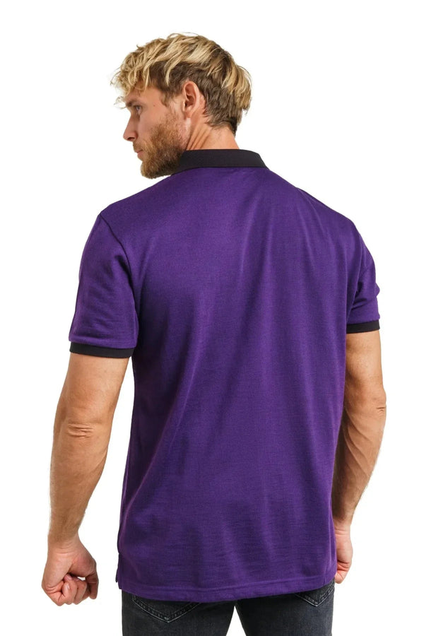 Herren Merino Polo 165 Aubergine Lila