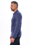 Men's Merino Wool Long Sleeve Polo Windsor Blue