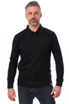 Men's Merino Wool Long Sleeve Polo Black Ink