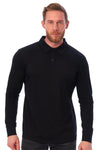 Men's Merino Wool Long Sleeve Polo Black