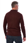 Men's Merino Wool Long Sleeve Polo Bordo Wine