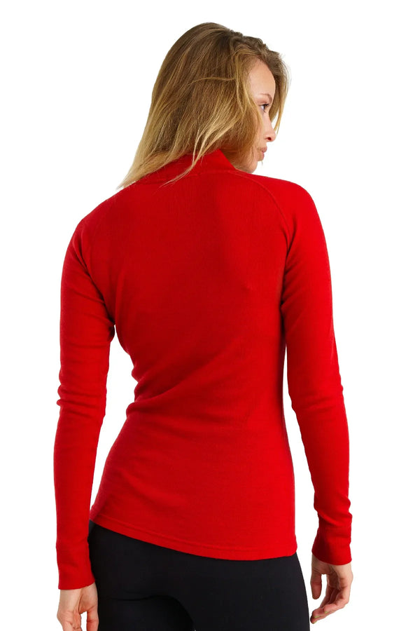 Merino Half Zip Langarmshirt 250 für Damen Kirschrot