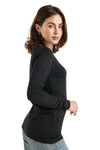 Women's Merino Long Sleeve 165 Heathered Black | V-neck