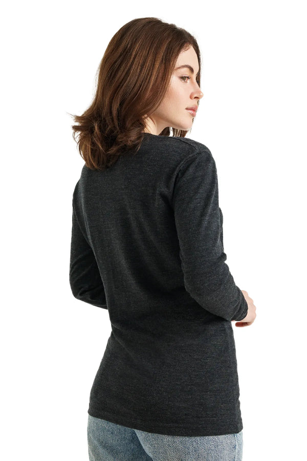Women's Merino Long Sleeve 165 Charcoal | V-neck