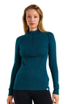 Women's Merino Half Zip Long Sleeve 250 Deep Teal