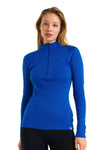 Merino Half Zip Langarmshirt 250 für Damen Kobaltblau