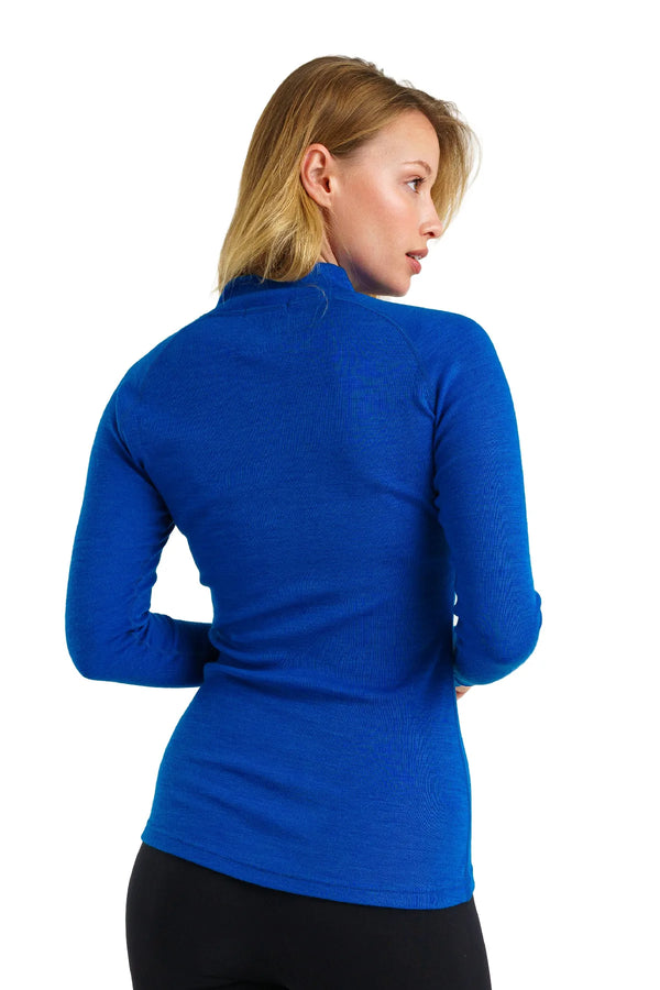 Merino Half Zip Langarmshirt 250 für Damen Kobaltblau