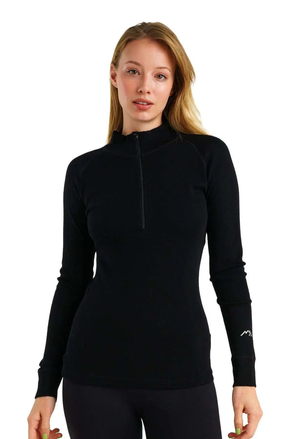 Women's Merino Half Zip Long Sleeve 250 Black