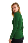 Damen Merino Half Zip Langarmshirt 250 Oliv