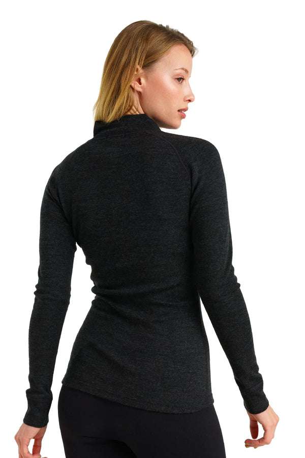 Women's Merino Half Zip Long Sleeve 250 Charcoal Grey