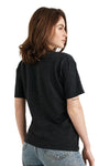 Damen Merino T-Shirt 165 Melange Schwarz | V-Ausschnitt