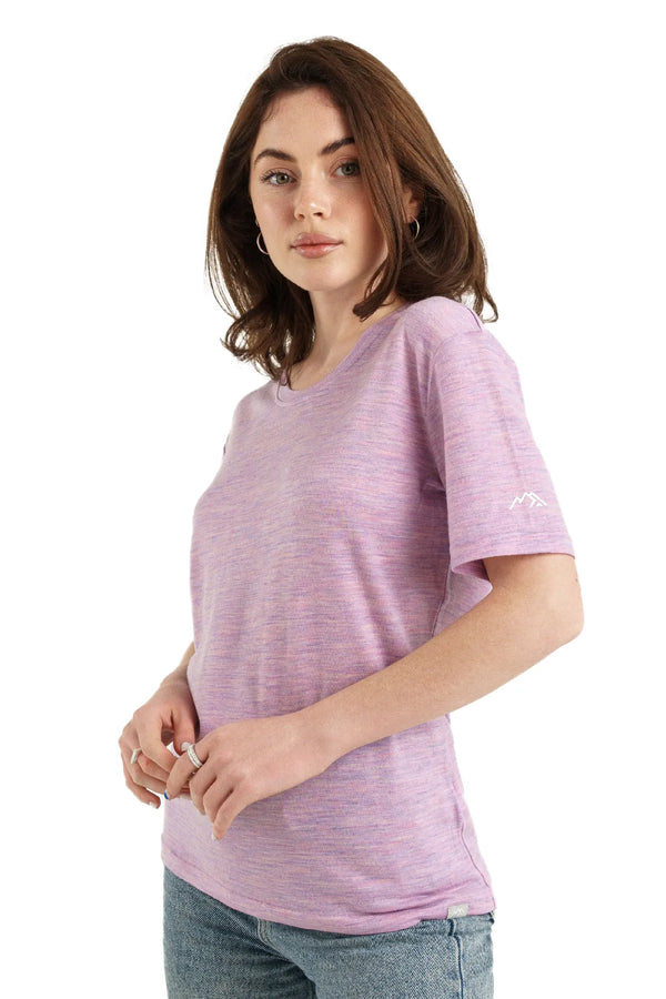 Damen Merino T-Shirt 165 Lilac Heather | Rundhalsausschnitt (+Socken)