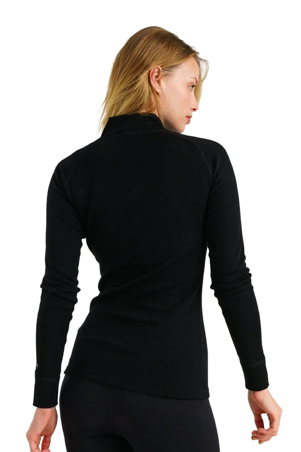 Women's Merino Half Zip Long Sleeve 320 Black