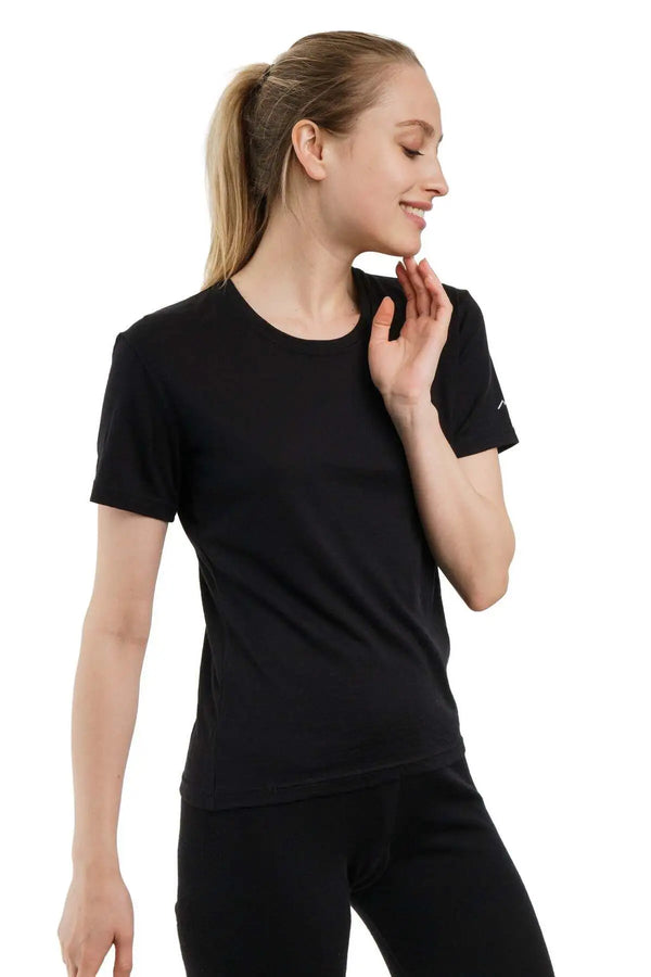 Women's Merino T-shirt 180 Heat Black | Crewneck (+socks)
